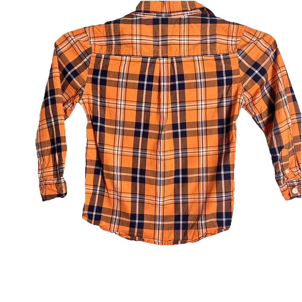 GYMBOREE BUTTON FRONT LONG SLEEVE SHIRT Youth Boy‎ Small 5-6 Orange  PLAID
